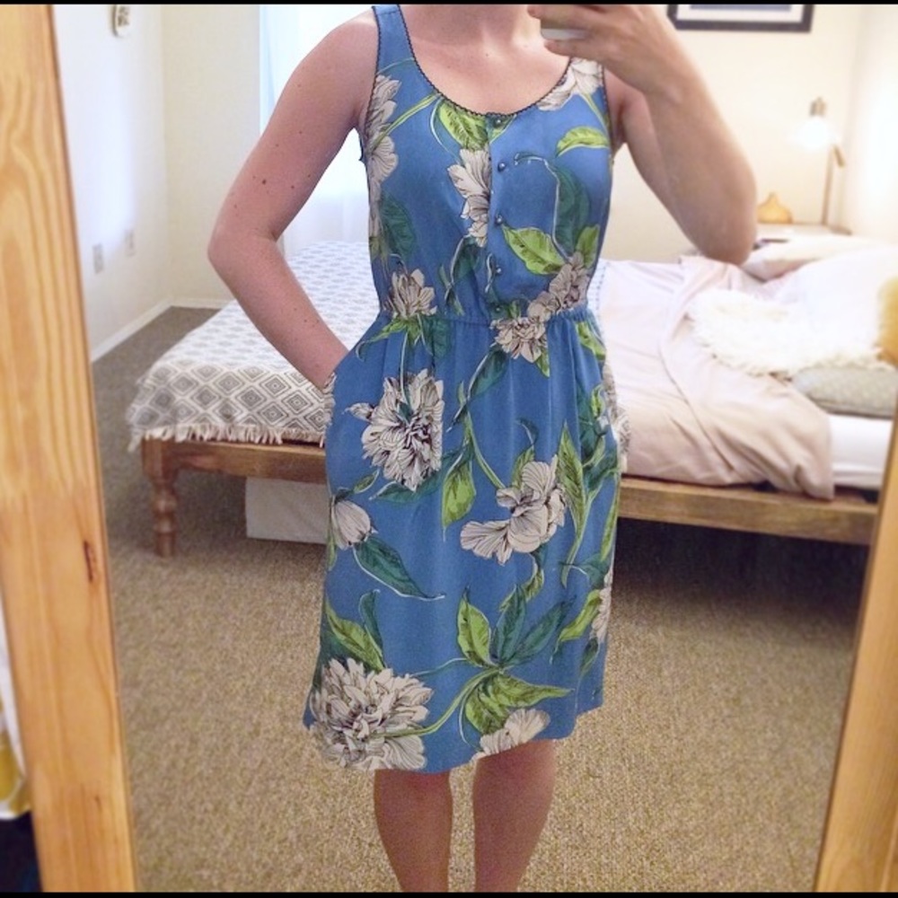 Anthropologie Silk Floral Dress- Pockets!
