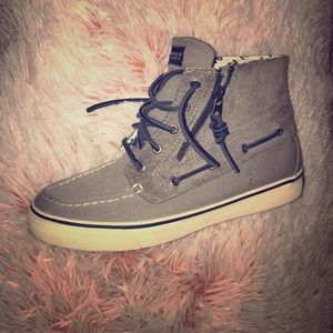 Grey high top Sperrys