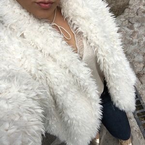 Express White Faux Fur Coat