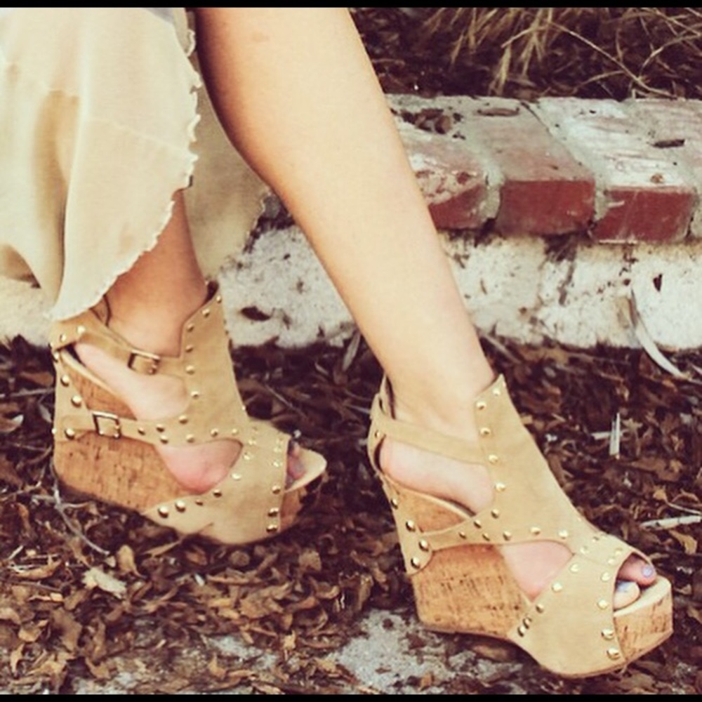 Tan Suede Wedges