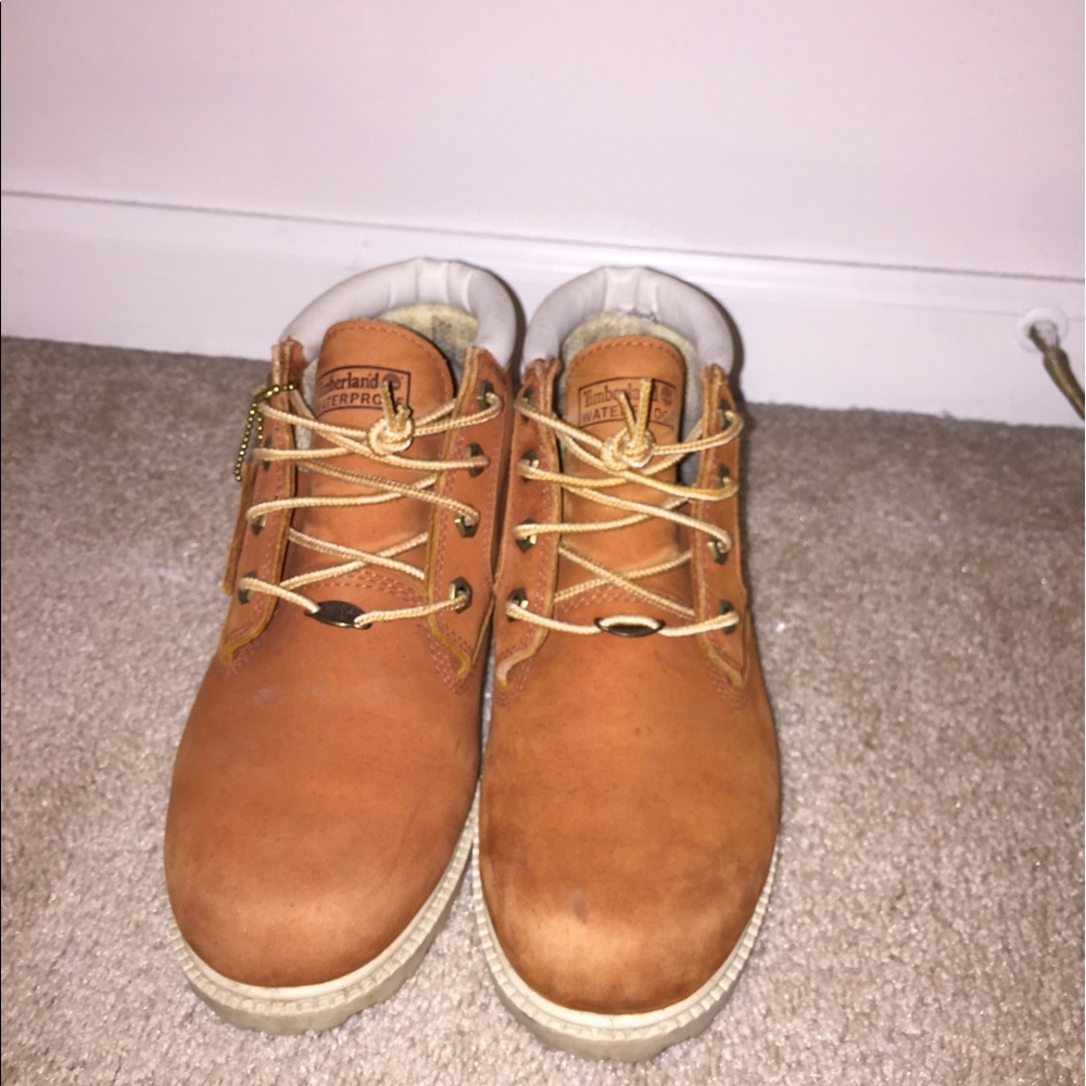Rusty tan Timberlands