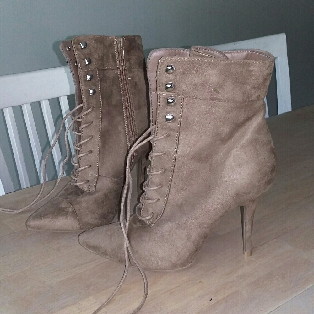 Booties heels tan size 8