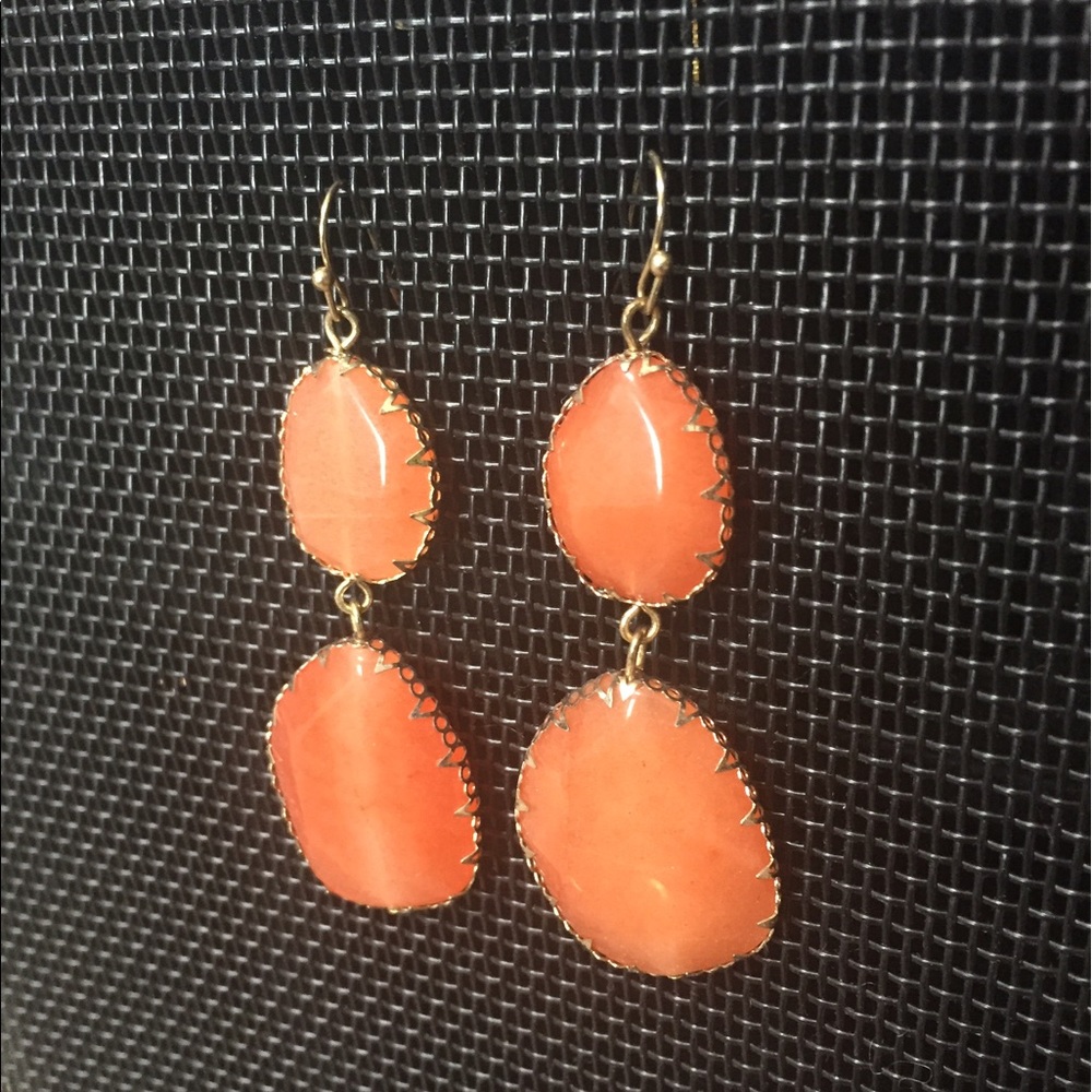 Peach Stone Double Drop earrings