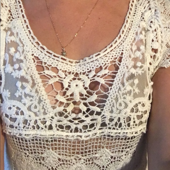 Lace short sleeve white summer top - Picture 3 of 6