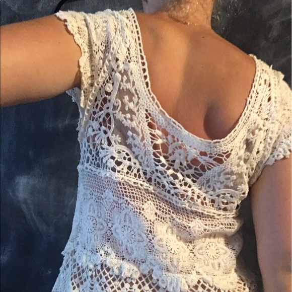 Lace short sleeve white summer top - Picture 5 of 6