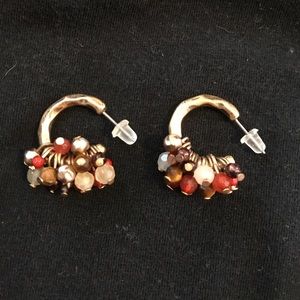 Gold earrings with beads