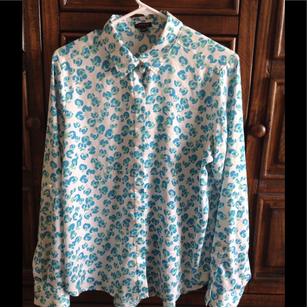 Ann Taylor Long Sleeve Blouse Multi Colored