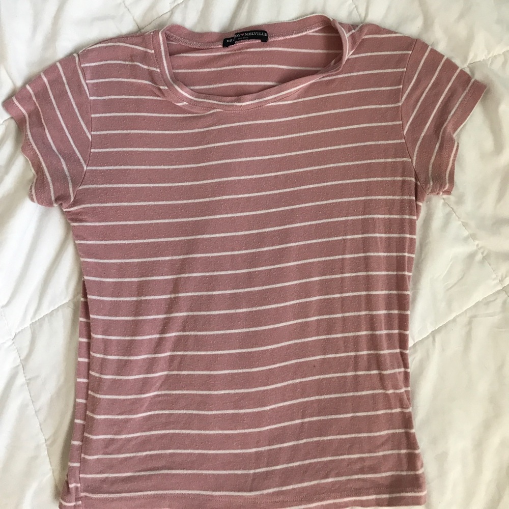 brandy melville sammy top pink  with white stripes