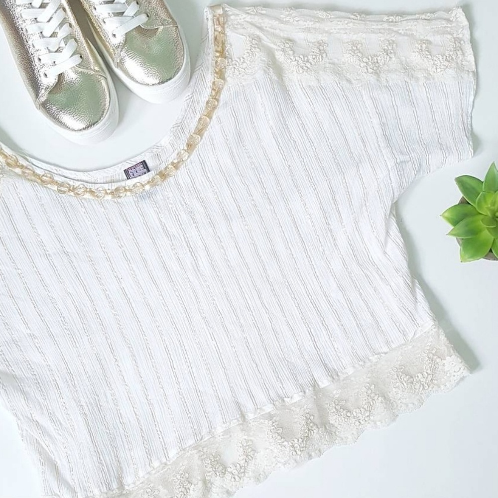*SOLD* Free People Boho Sheer White Gold  Top