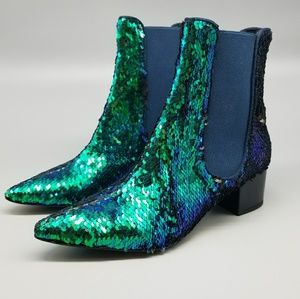 Mermaid Sequin Boots Pointy Toes