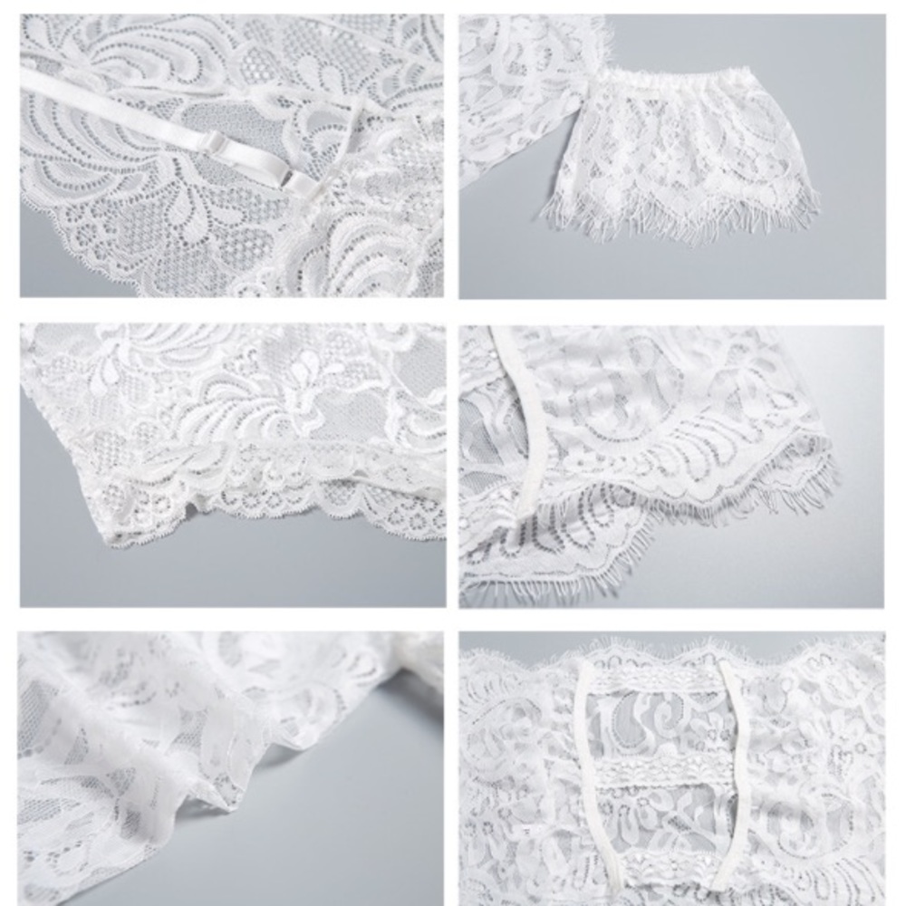 Lace Bandeau Tube Crop Top w/ Choker - Picture 7 of 8