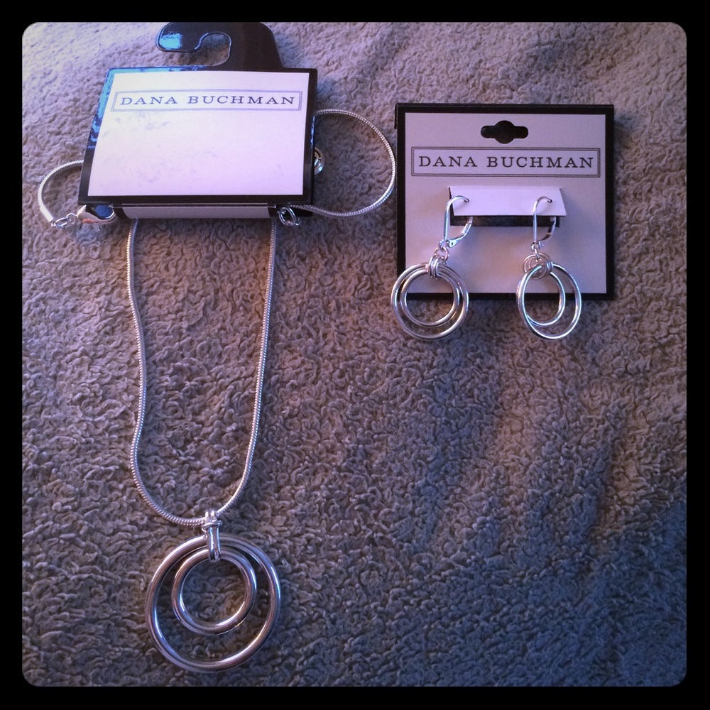 Silver necklace and matching earrings