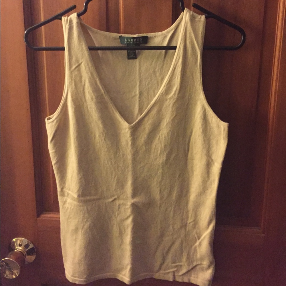 Lauren by Ralph Lauren camel colored v neck tank