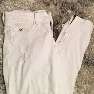 Distressed hollister white jeans