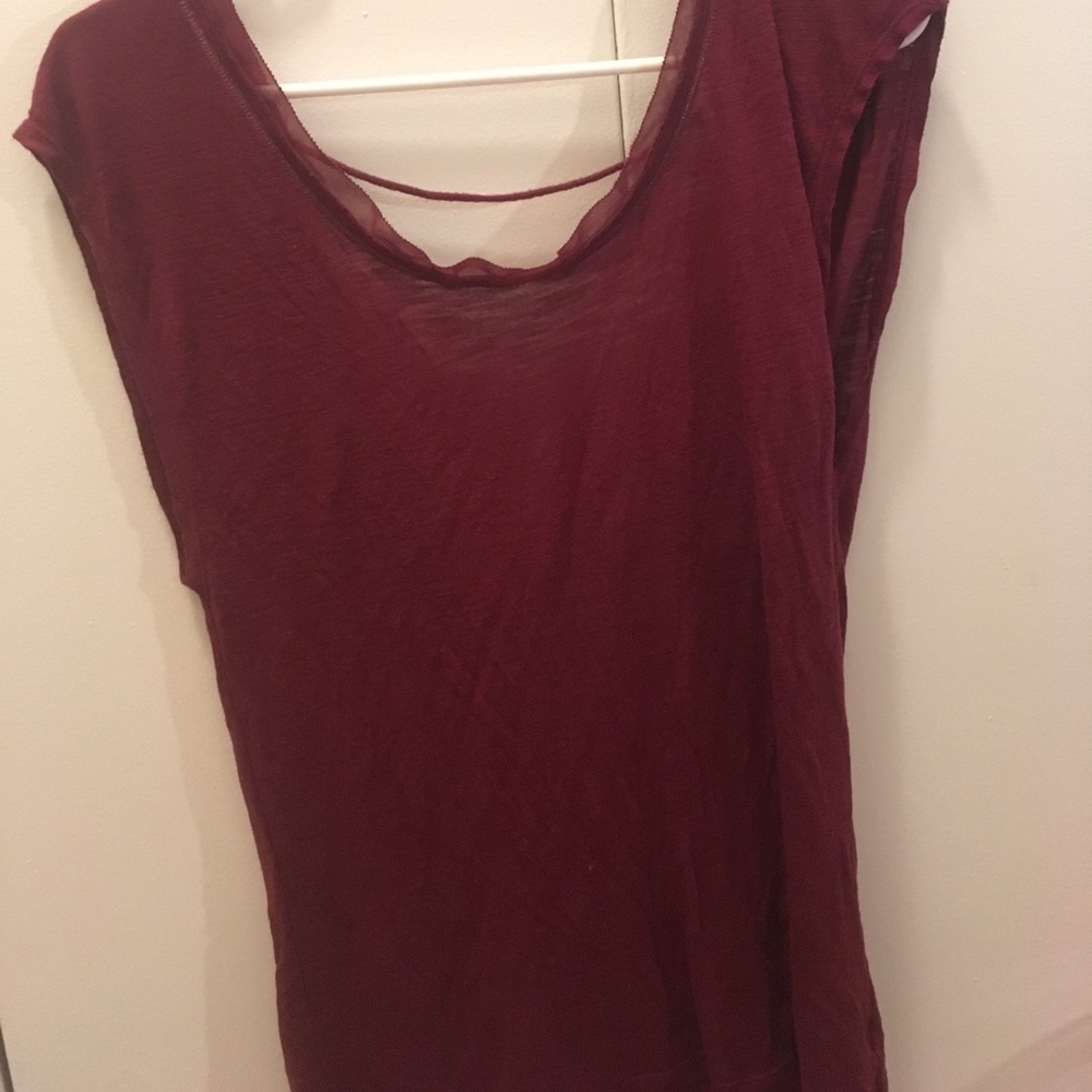 Maroon Aerie off the shoulder low back tshirt