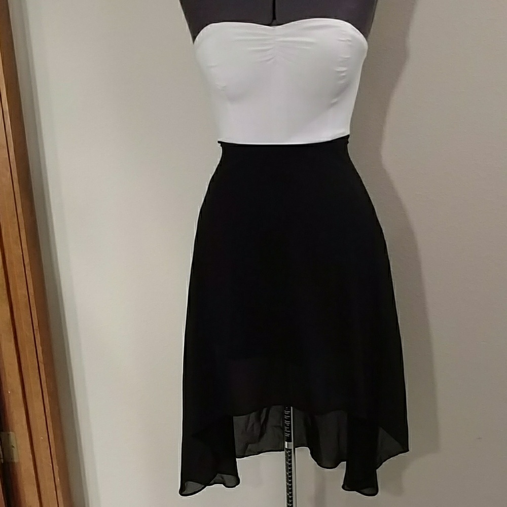 Guess black and white high low dress