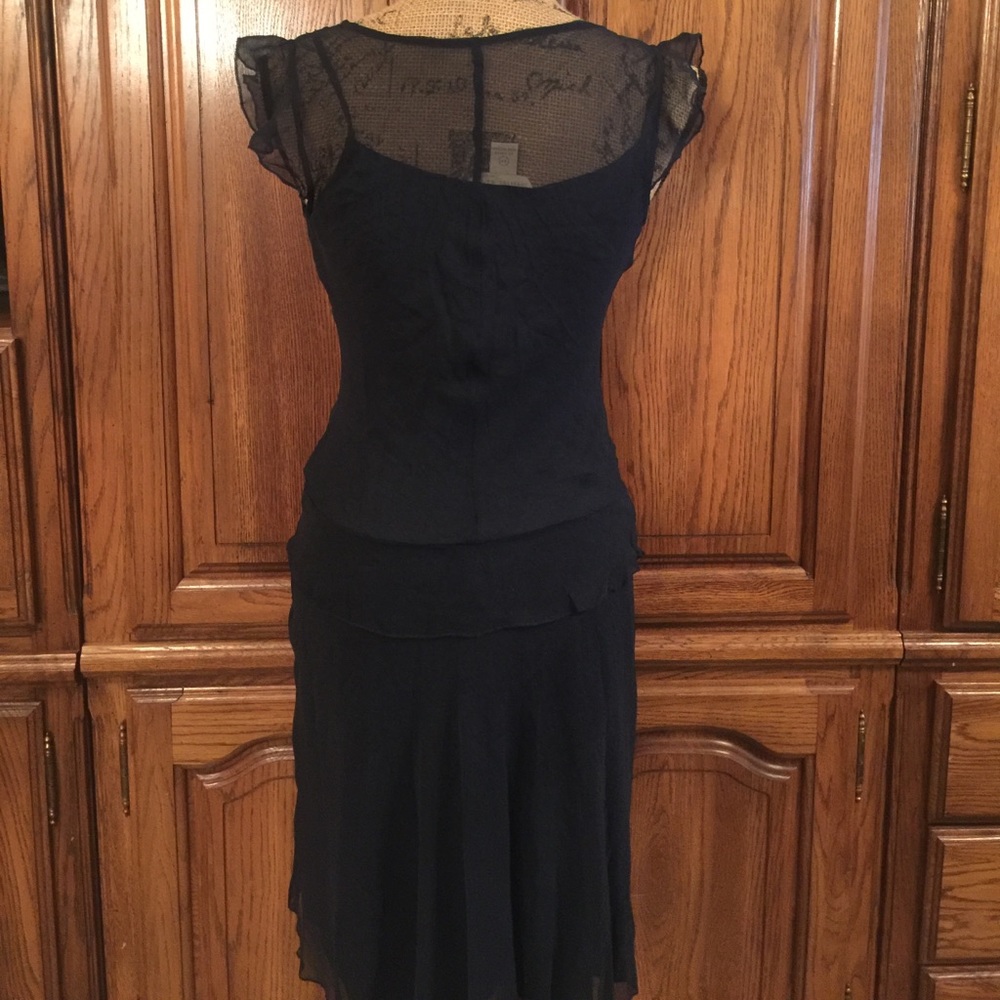 Jonathan Martin Blue Silk Drop Waist Dress - Picture 4 of 7