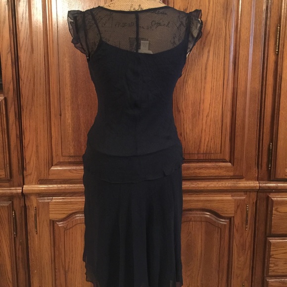 Jonathan Martin Blue Silk Drop Waist Dress - Picture 4 of 7