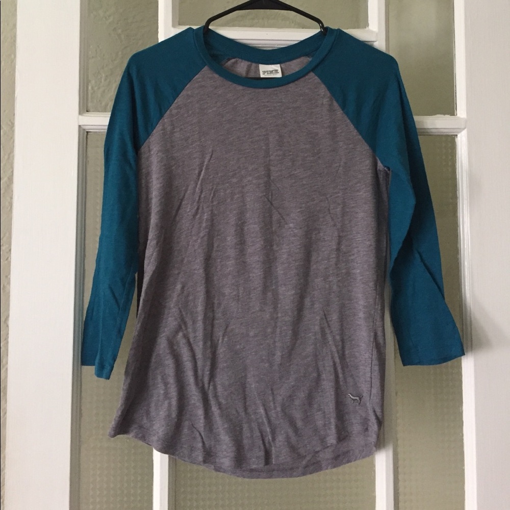 VS PINK•Teal and Gray Baseball Tee•Size XS