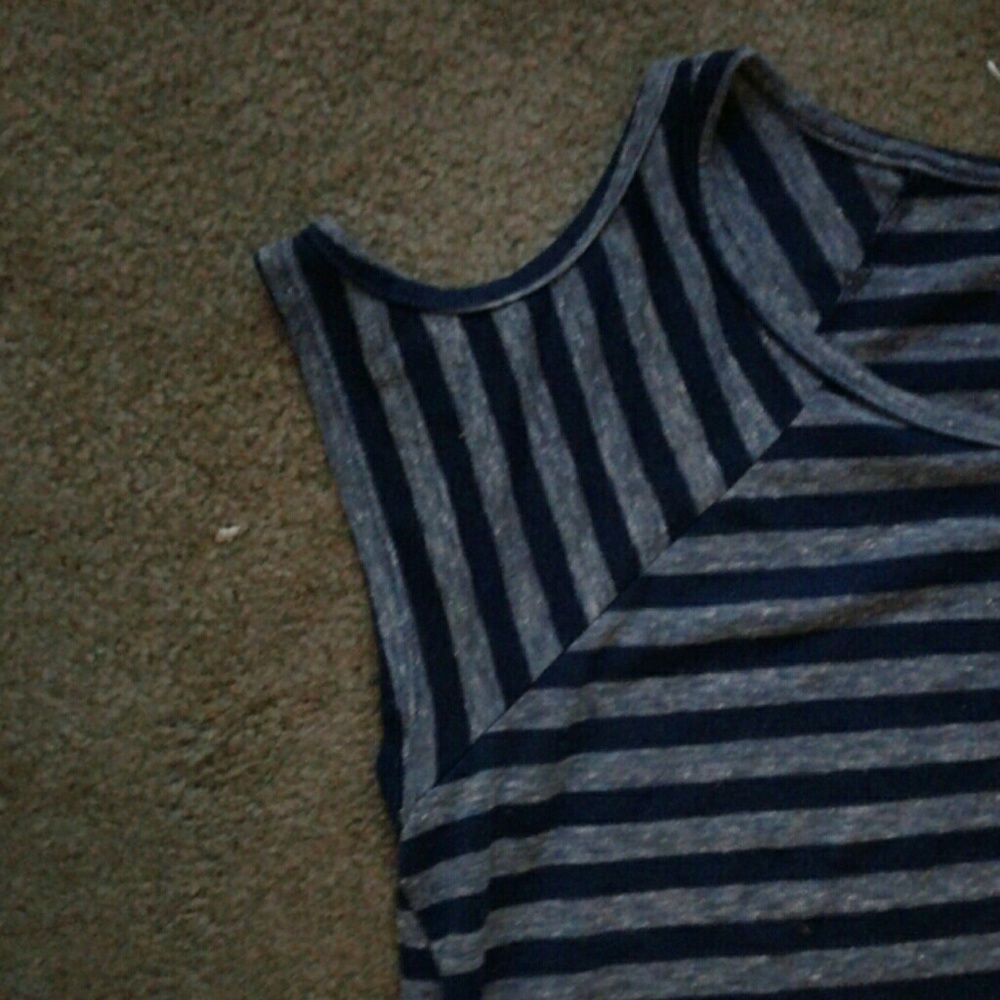 A Navy blue and Grey striped crop top