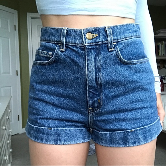 dark wash high waisted shorts