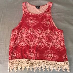 Red Patterned Crop Top
