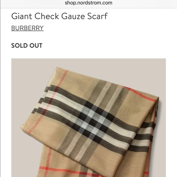 Burberry Accessories Burberry Giant Check Gauze Scarf Poshmark