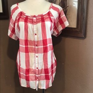 Red and white gingham top