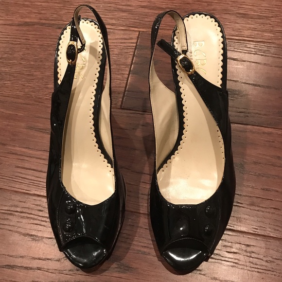 BCBG Patent Leather Slingbacks with Buttons - Picture 2 of 4
