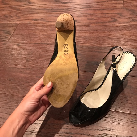 BCBG Patent Leather Slingbacks with Buttons - Picture 3 of 4