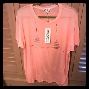 NWT Wildfox pink oversized bikini soft tee. Size L