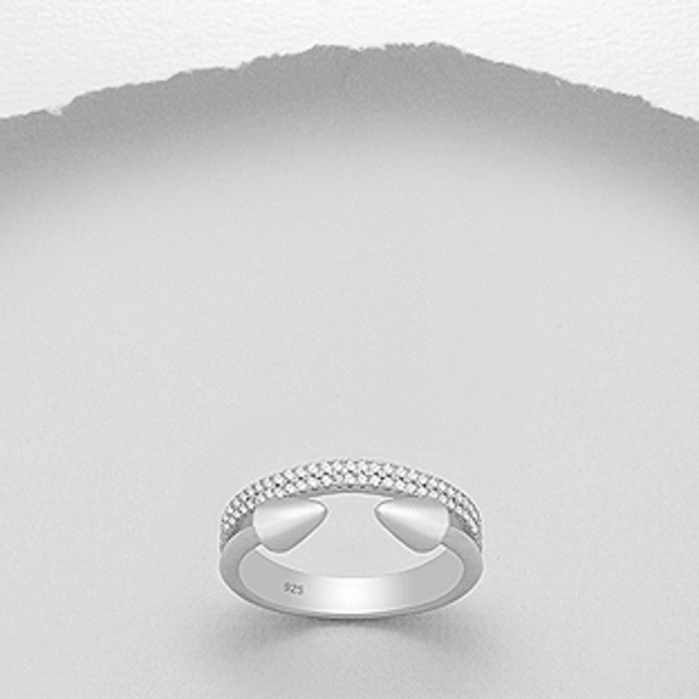 .925 sterling silver double ring, cubic zirconia
