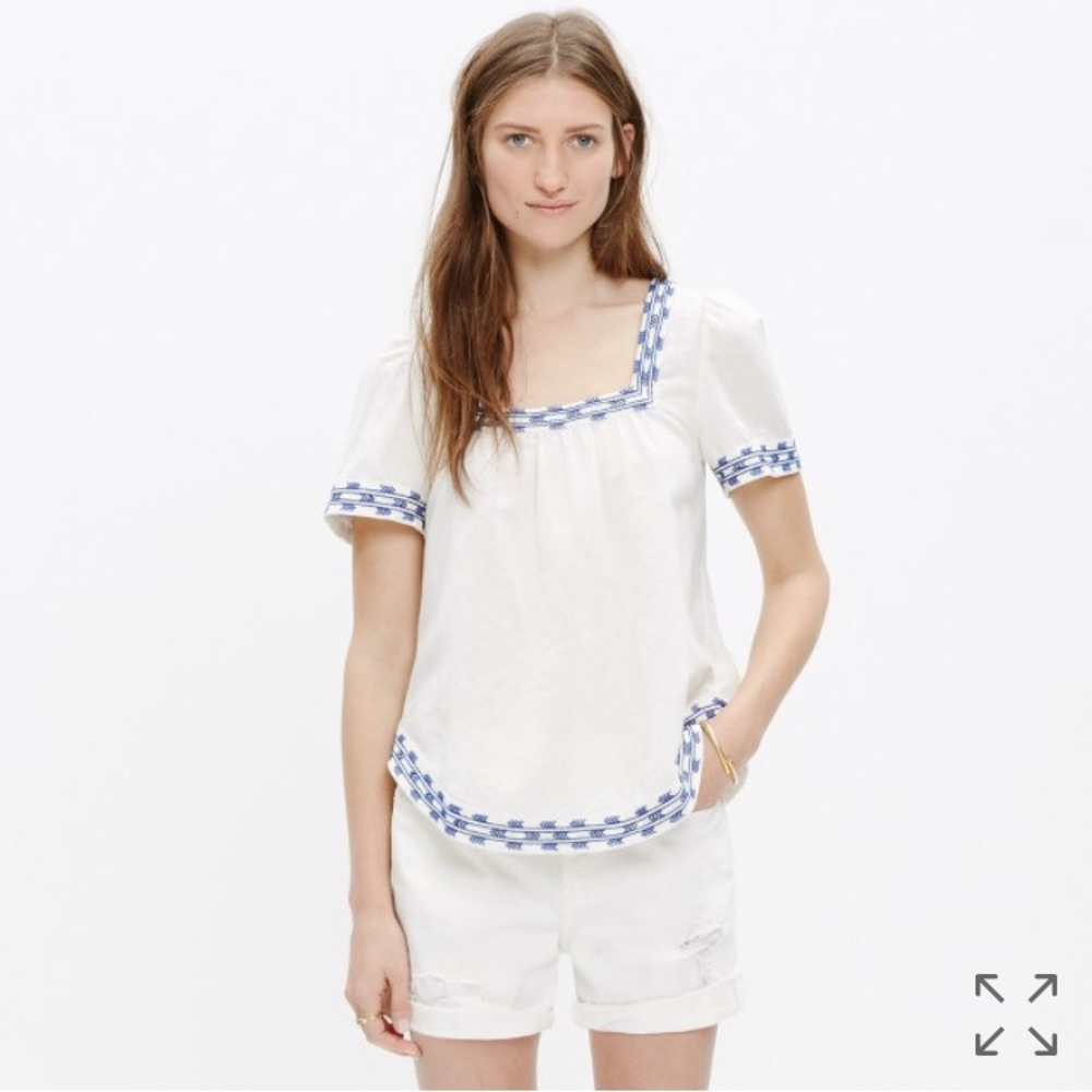 Madewell Arrowstitch Peasant Top