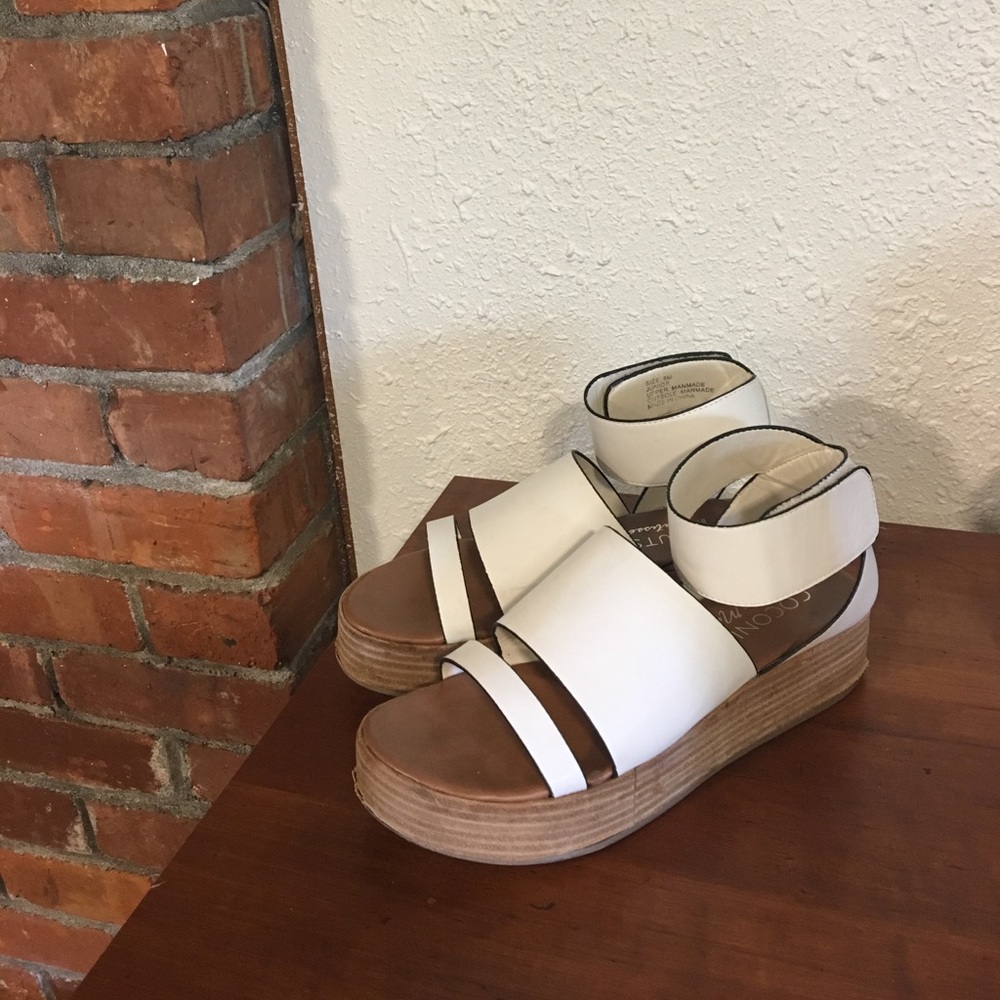 White platform sandals
