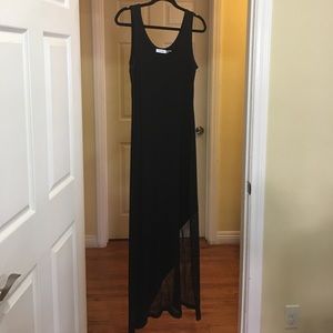 Black Maxi Asymmetrical Dress SZ 10 Calvin Klein