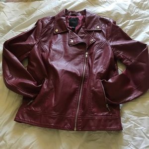 Red Faux Leather Jacket