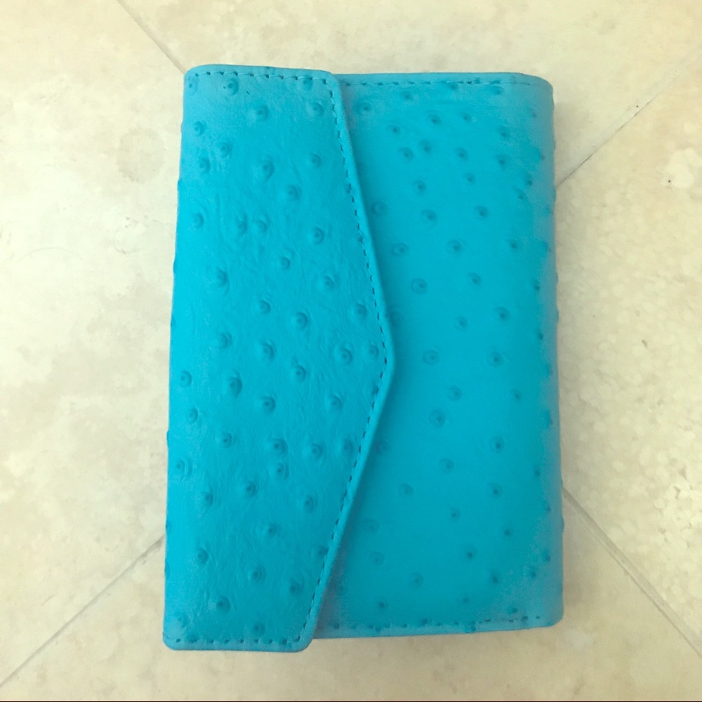 Genuine Leather Blue Ostrich Wallet