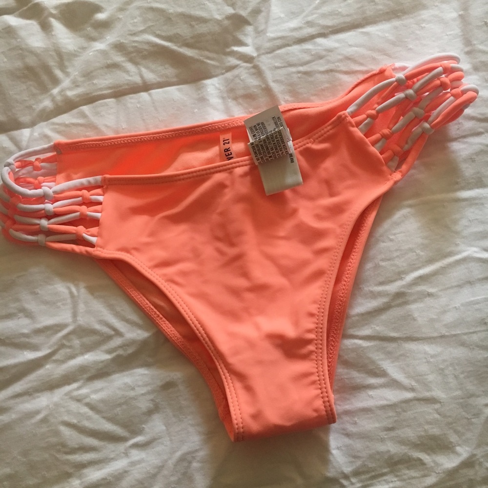 Coral Strappy Bikini Bottoms