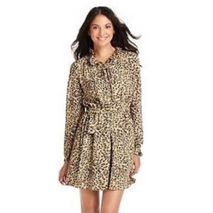 Ann Taylor LOFT Cheetah Print Ruffle Collar Dress