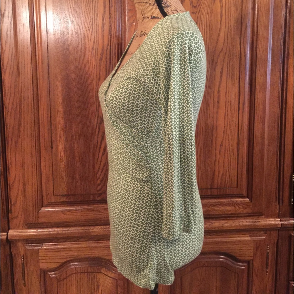 Banana Republic Green & White Faux Wrap Shirt - Picture 3 of 6