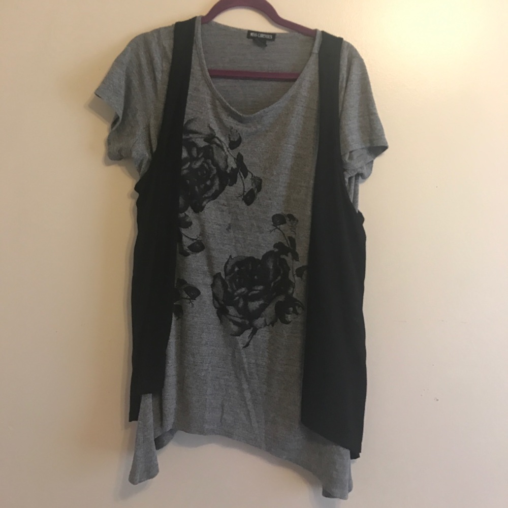 Flowered top with attached vest