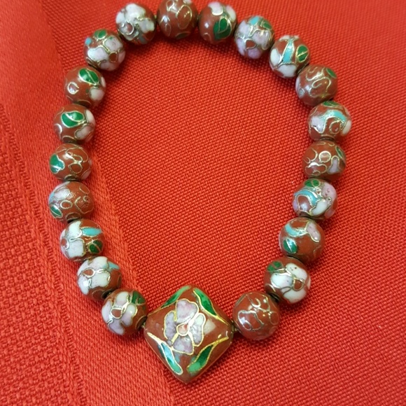 Jewelry - Vintage   Painted Enamel  Beaded Bracelet