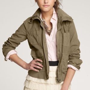 J. CREW Cotton Twill Bomber in Army Green / Brown