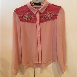 Pink button down blouse