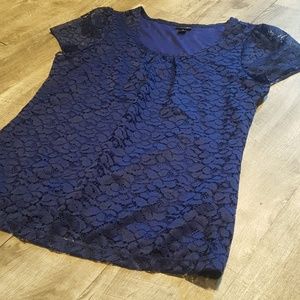 Blue lace lined top size M