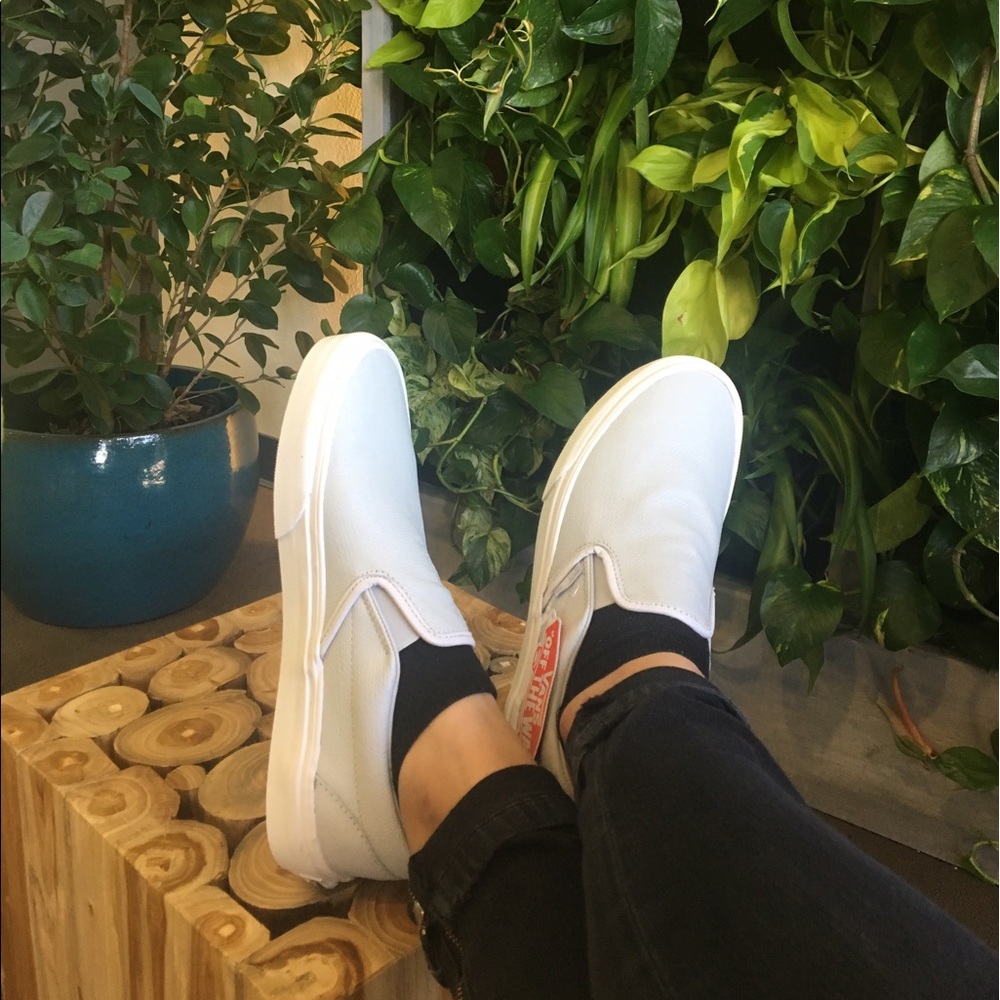 NEW Vans Slip on in Gray Embossed Leather