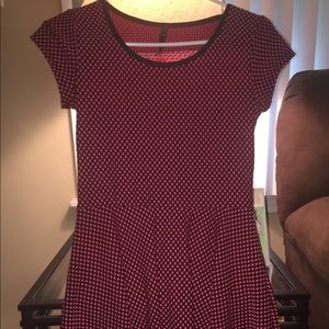 Pink and black polka dot dress