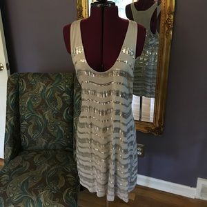 Mini Striped Sequin Gray Silver Dress