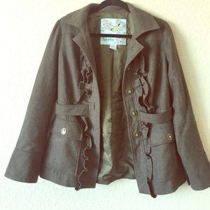 Anthropologie Ruffled Military-Style Wool Jacket