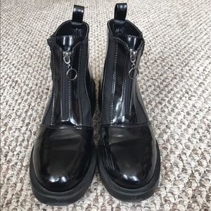 Black zippered ankle boots